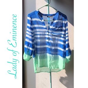 SHEER MULTICOLORED STRIPE BLOUSE!